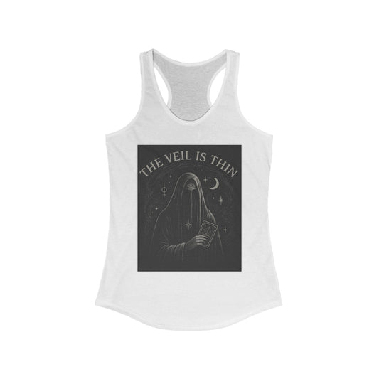 The Veil is Thin Mystic Graphic Tee | Women's Racerback | Boho Style Top | Perfect for Samhain