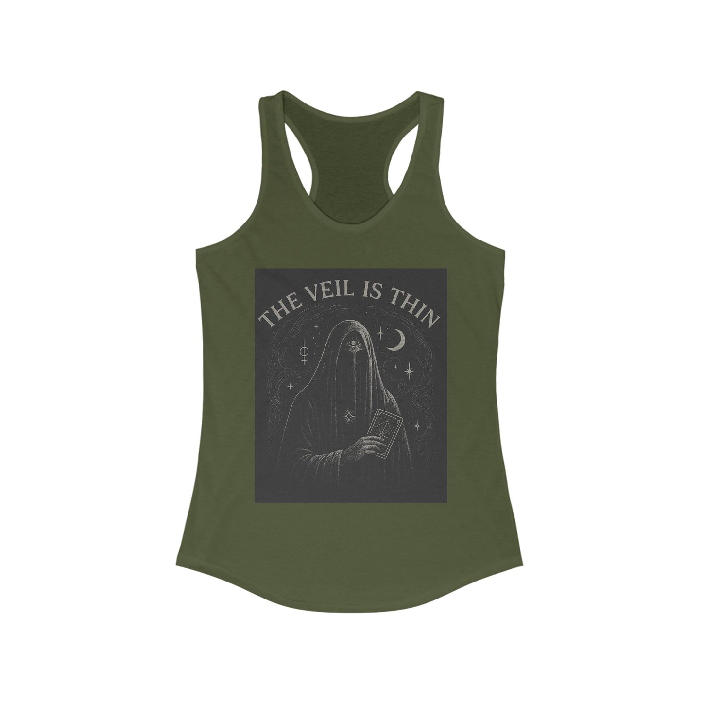 The Veil is Thin Mystic Graphic Tee | Women's Racerback | Boho Style Top | Perfect for Samhain