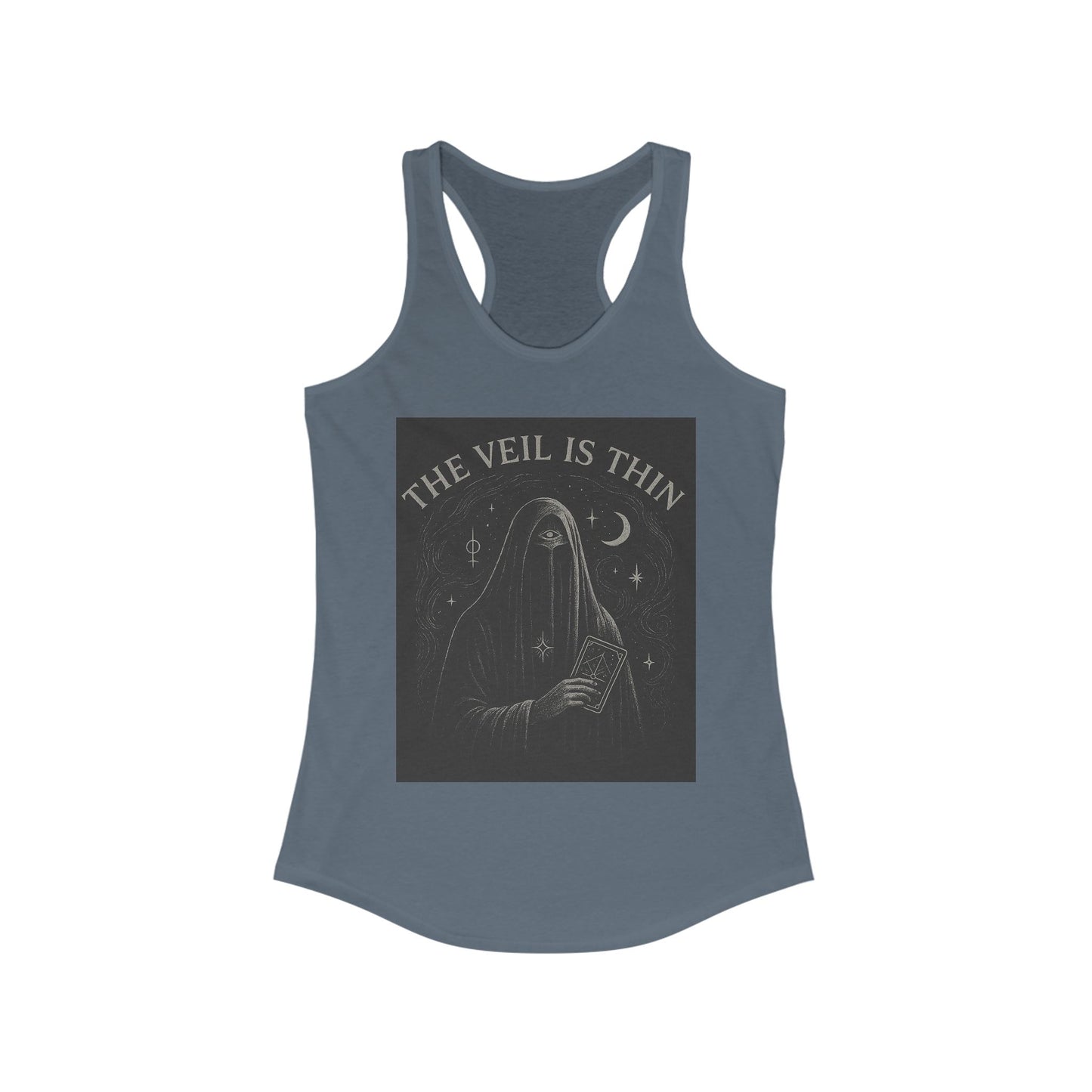 The Veil is Thin Mystic Graphic Tee | Women's Racerback | Boho Style Top | Perfect for Samhain