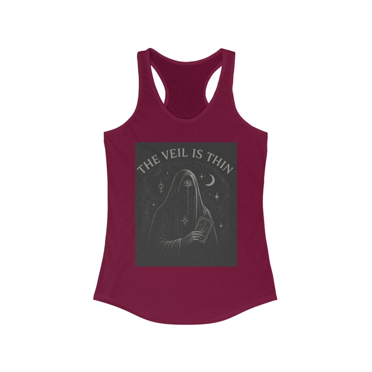 The Veil is Thin Mystic Graphic Tee | Women's Racerback | Boho Style Top | Perfect for Samhain