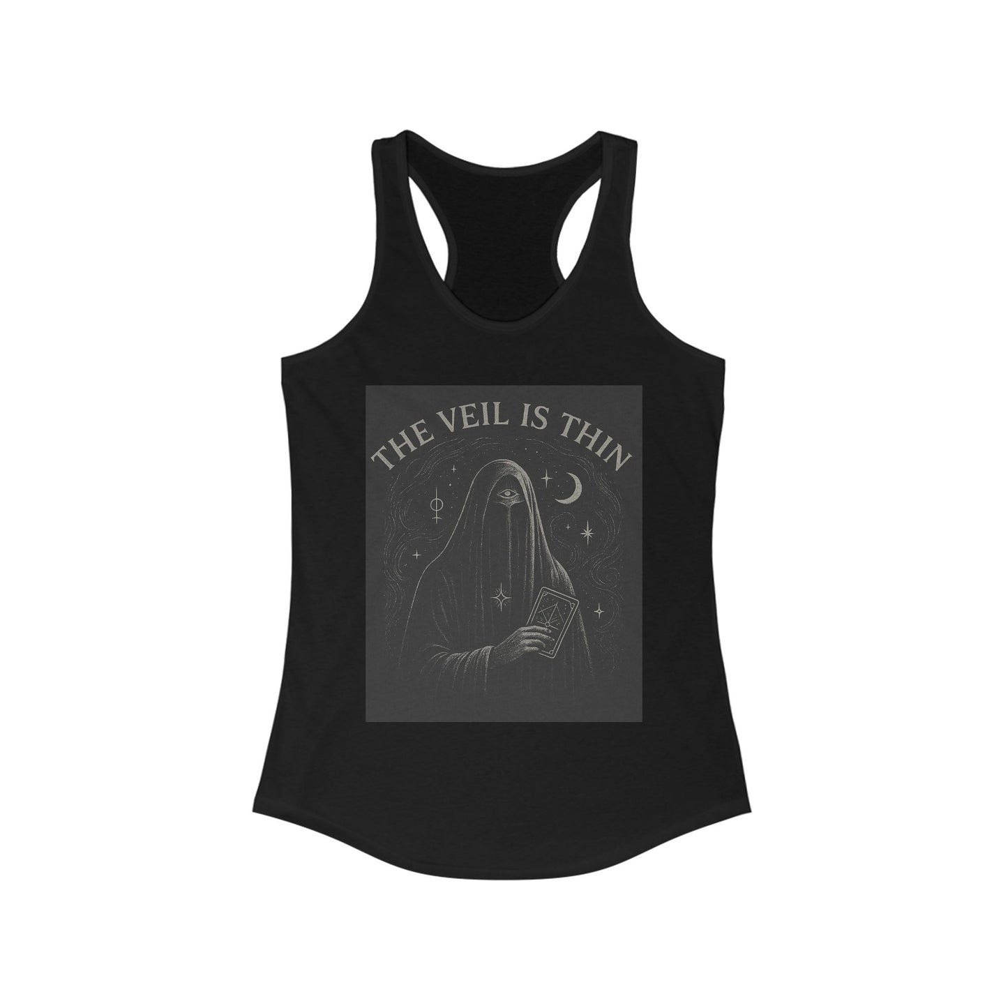The Veil is Thin Mystic Graphic Tee | Women's Racerback | Boho Style Top | Perfect for Samhain