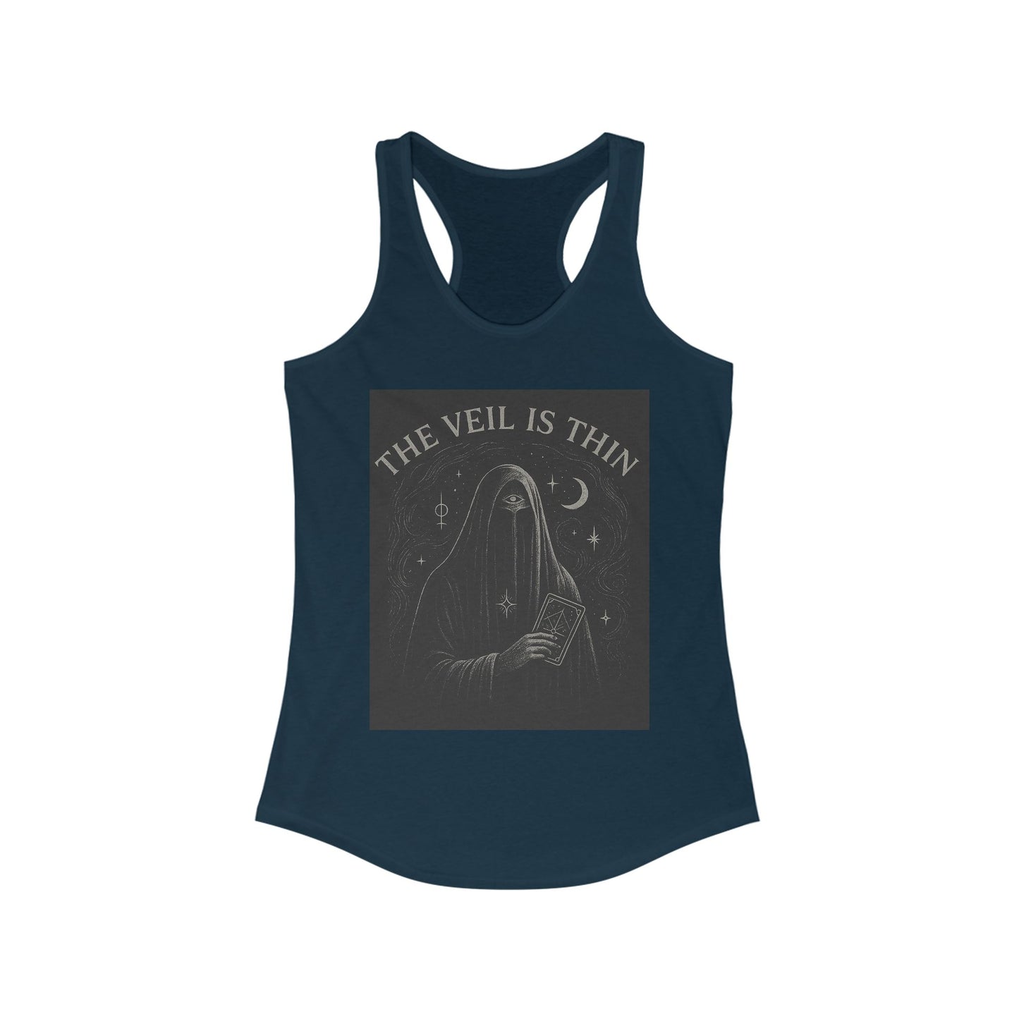 The Veil is Thin Mystic Graphic Tee | Women's Racerback | Boho Style Top | Perfect for Samhain